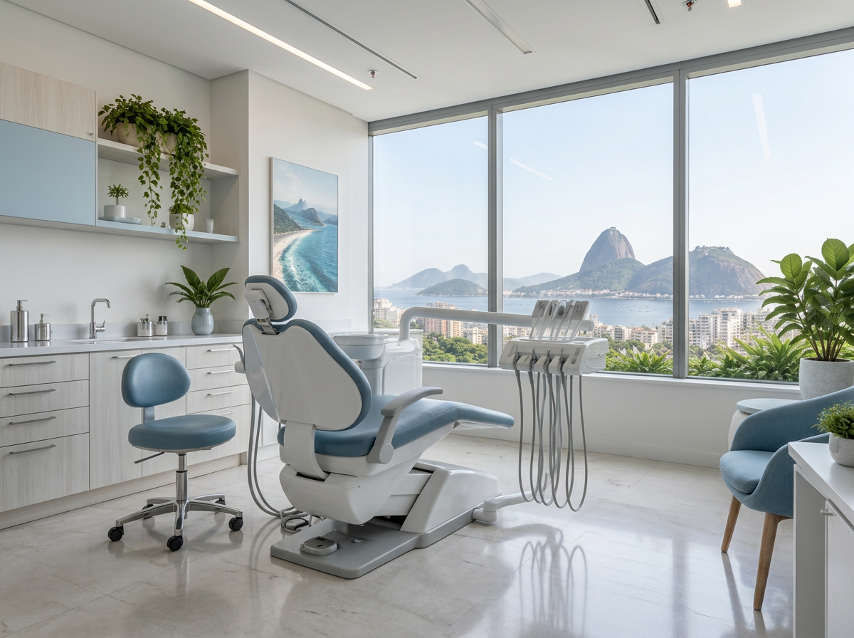 Interior moderno e iluminado da Sorriso Clínica